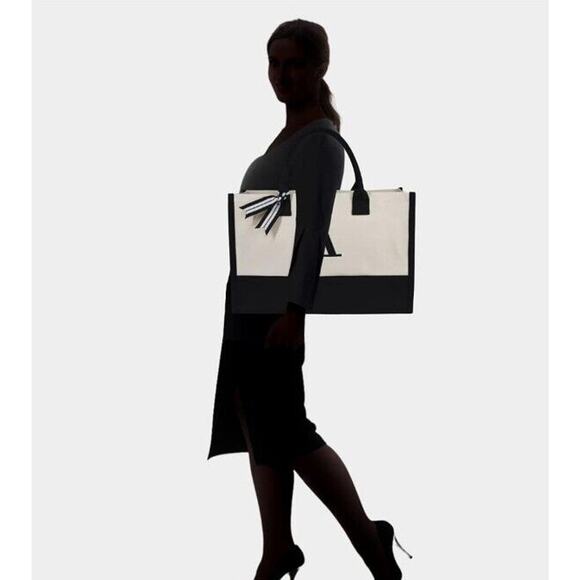 BeeGreen Initial "A"Canvas Tote Bag Personalized Gift - Picture 4 of 4